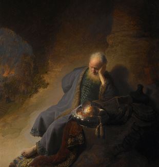 'Jeremiah Lamenting the Destruction of Jerusalem' by Rembrandt. Wikimedia Commons